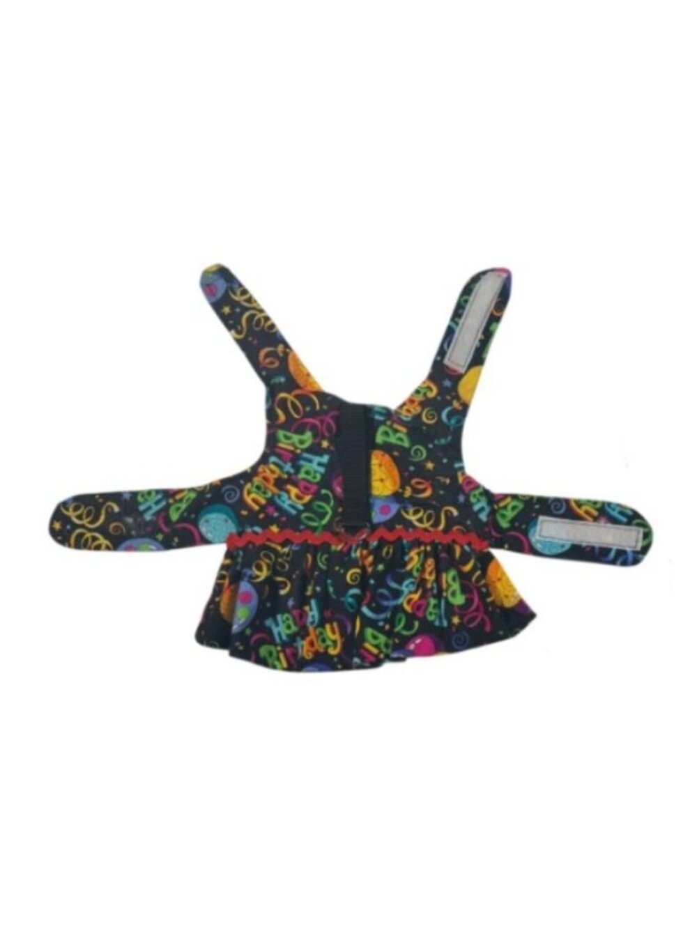 Small Pet Dog Dress Outfit Costume w Harness Birthday Party Print Cotton Cat Pig - Picture 5 of 6